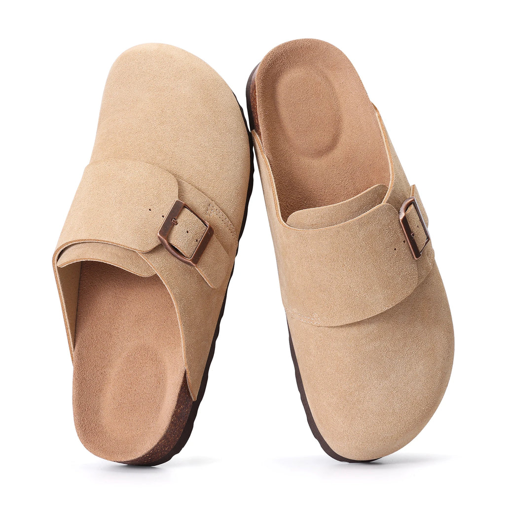 Asgard Suede Clogs New Cork Sole Slipper For Women Outdoor Non-slip Flat Mules Potato Shoes Summer Lady Leisure Beach Sandals