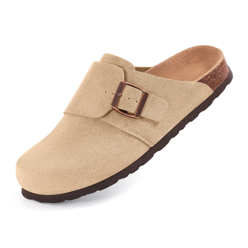 Asgard Suede Clogs New Cork Sole Slipper For Women Outdoor Non-slip Flat Mules Potato Shoes Summer Lady Leisure Beach Sandals